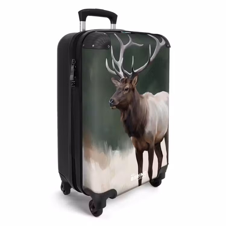 Suitcase - Red Deer - Antlers - Painting - Rustic — 4
