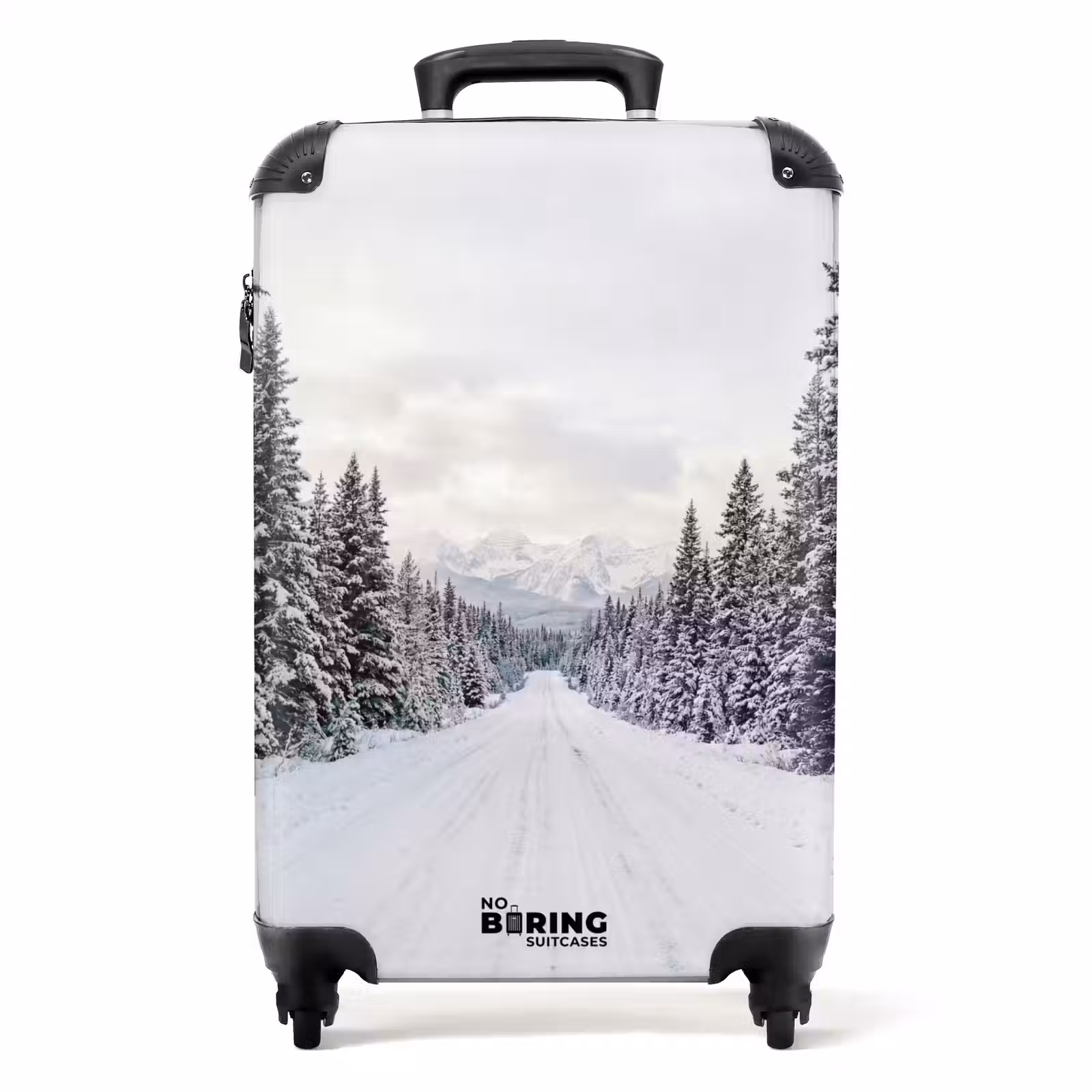 Suitcase - Road - Snow - Coniferous Forest - Winter - Adventurous — 1
