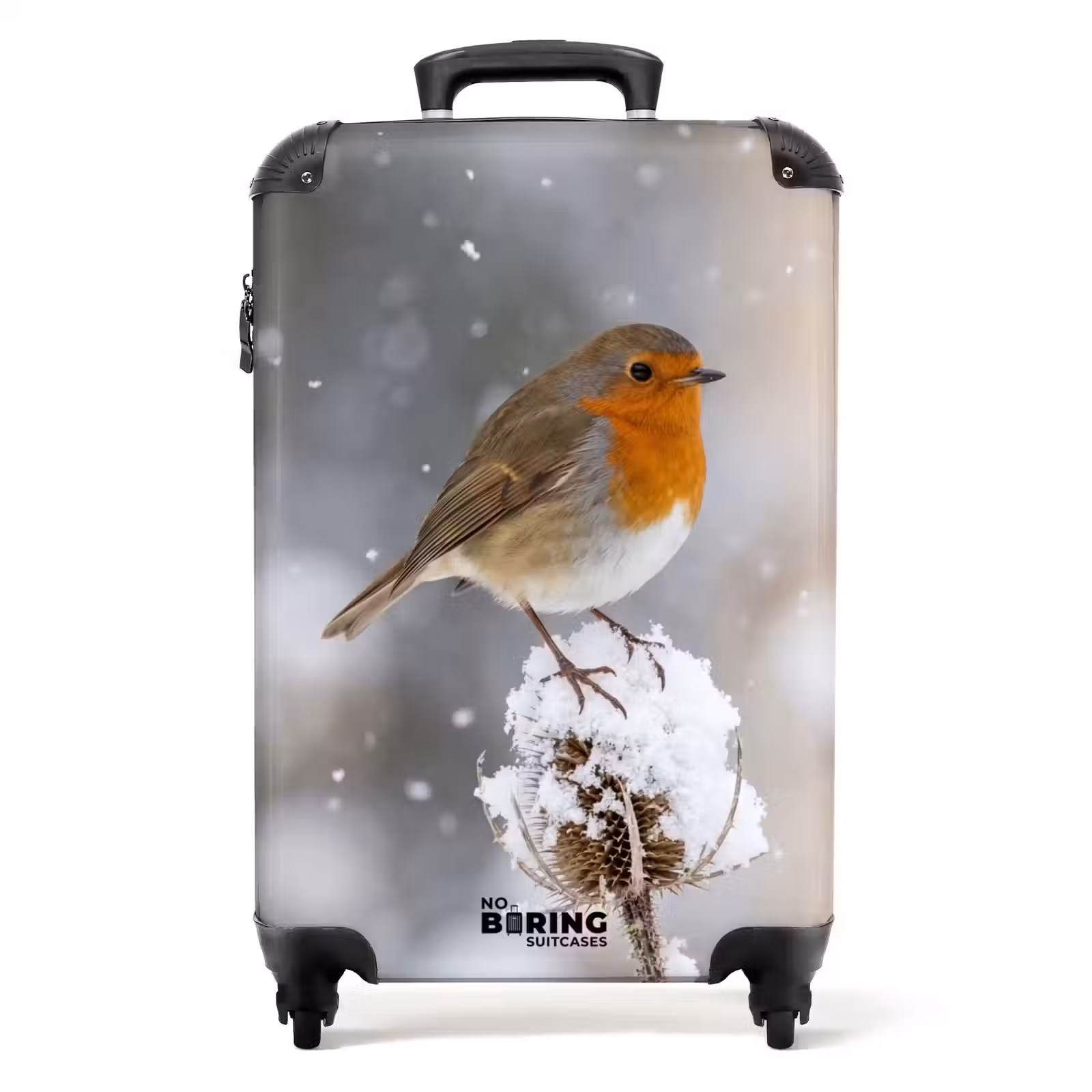 Suitcase - Robin - Dried Flower - Snow - Winter - Charming — 1