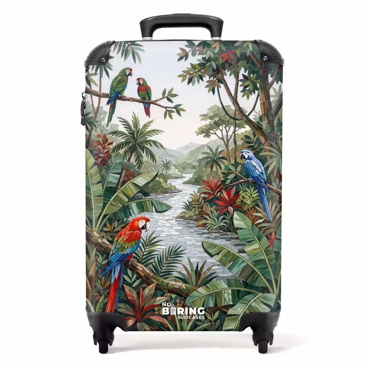 Suitcase - Bird - Jungle - Nature - Mosaic - Green — 1