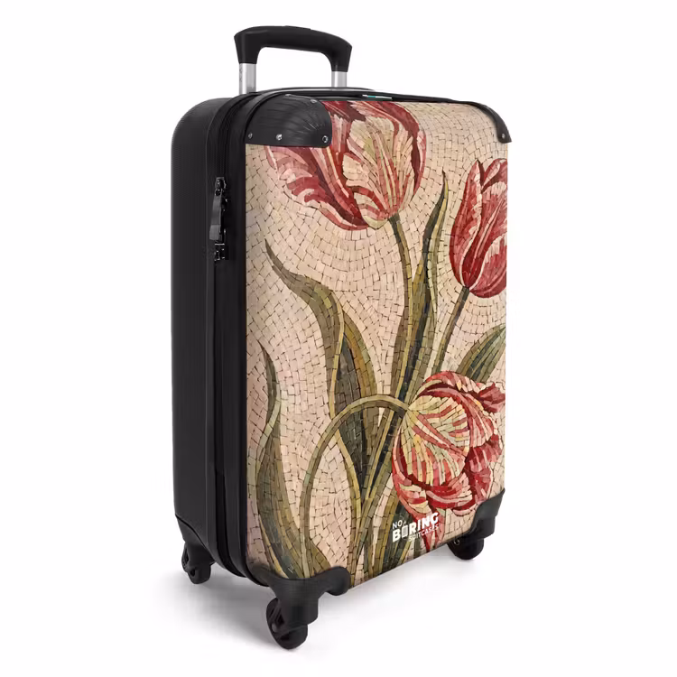 Suitcase - Flowers - Mosaic - Red - Green - Art — 4