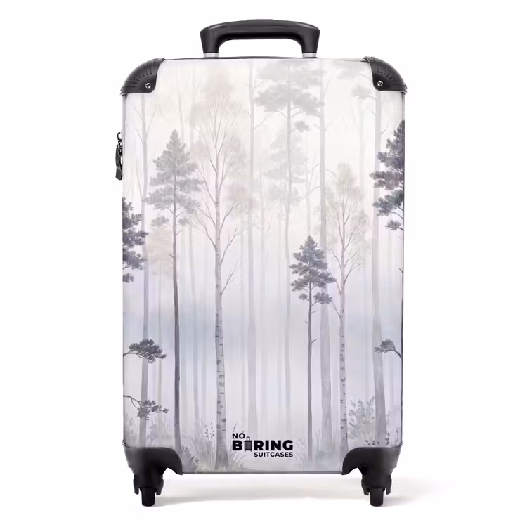 Suitcase - Forest - Trees - Fog - Nature - Illustration - Gray — 1