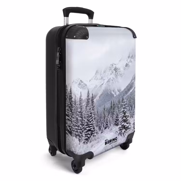 Suitcase - Road - Mountains - Snow - Coniferous Forest - Adventurous — 4