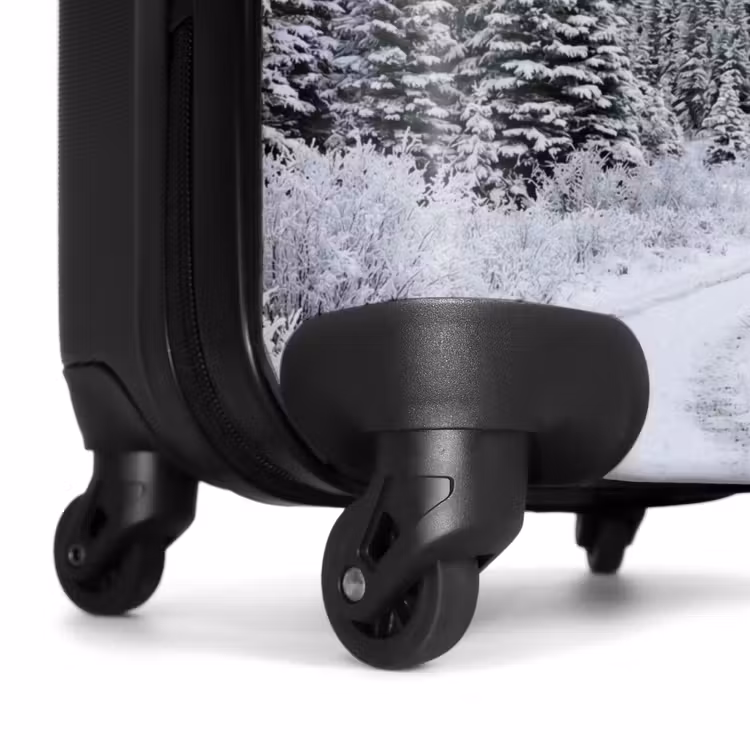 Suitcase - Road - Mountains - Snow - Coniferous Forest - Adventurous — 6