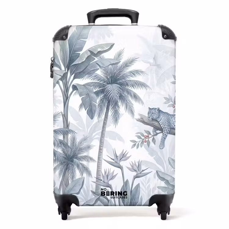 Suitcase - Cat - Tropical Forest - Modern - Gray — 1