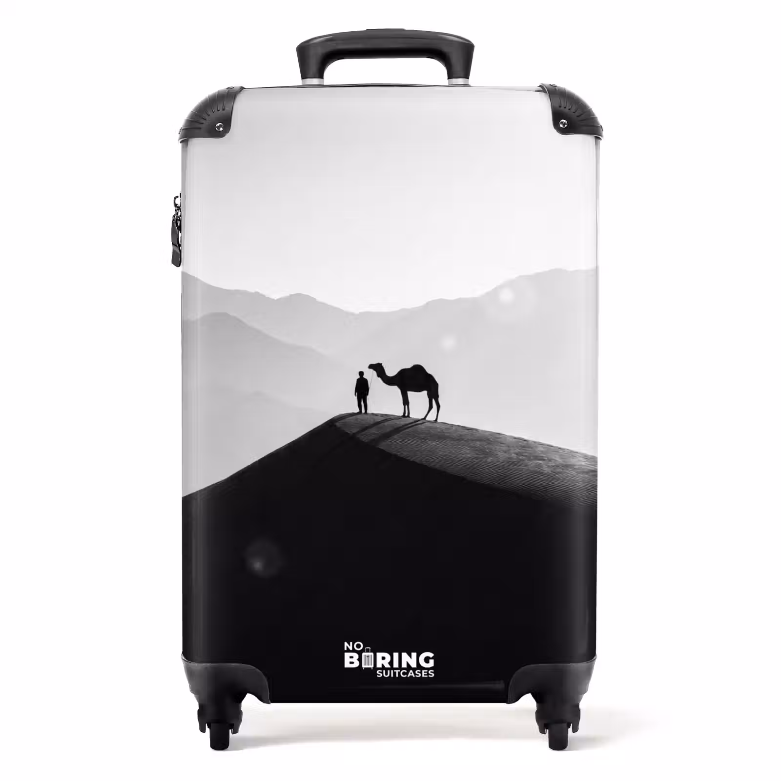 Suitcase - Person - Camel - Sand Dune - Nature - Monochrome — 1