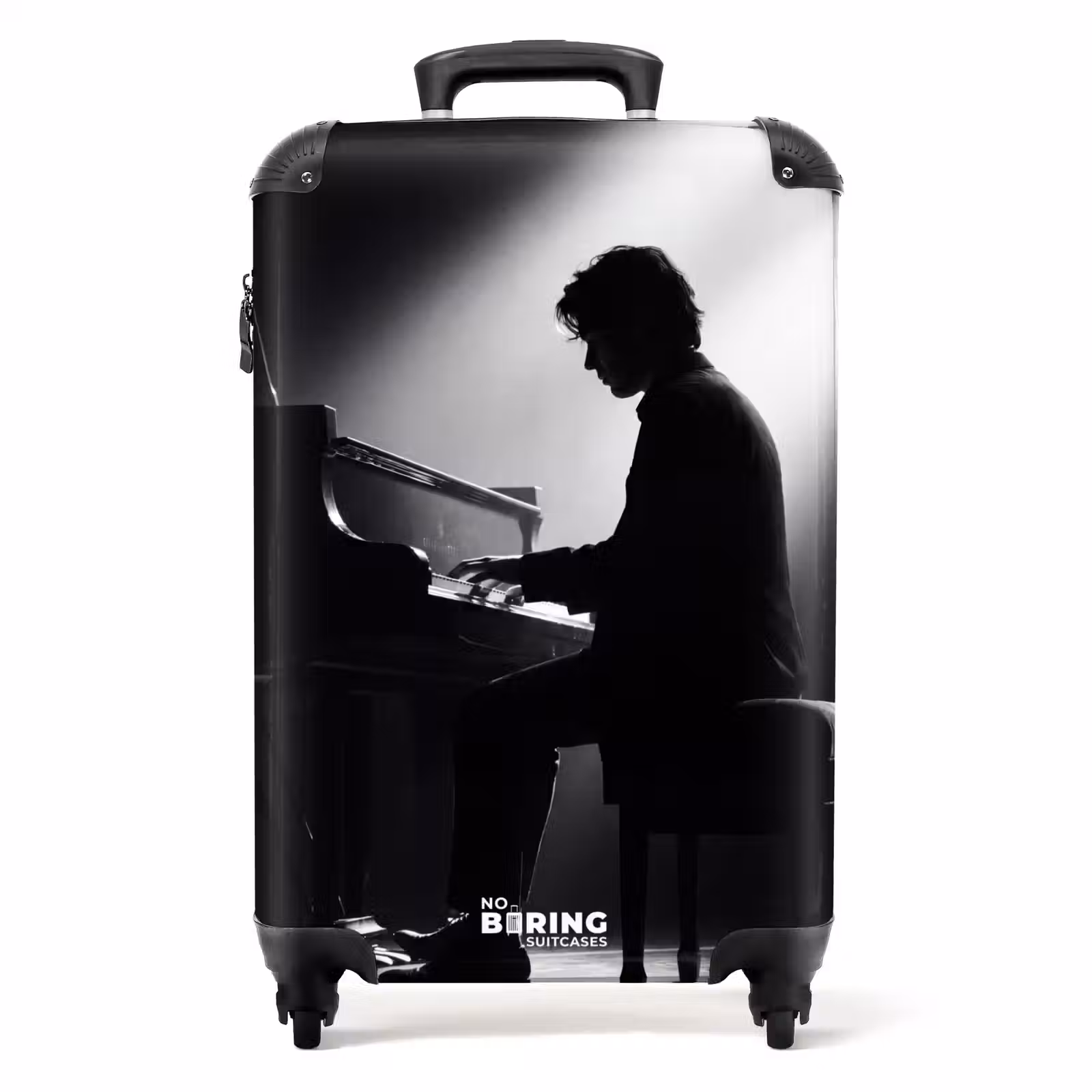 Suitcase - Person - Piano - Music - Black-and-white - Stage — 1