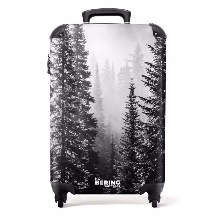 Suitcase - Forest - Fog - Winter - Monochrome - Nature — 1
