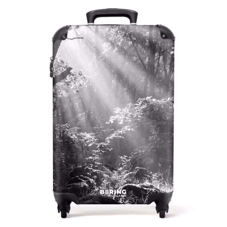 Suitcase - Forest - Rays of Light - Nature - Black and White — 1
