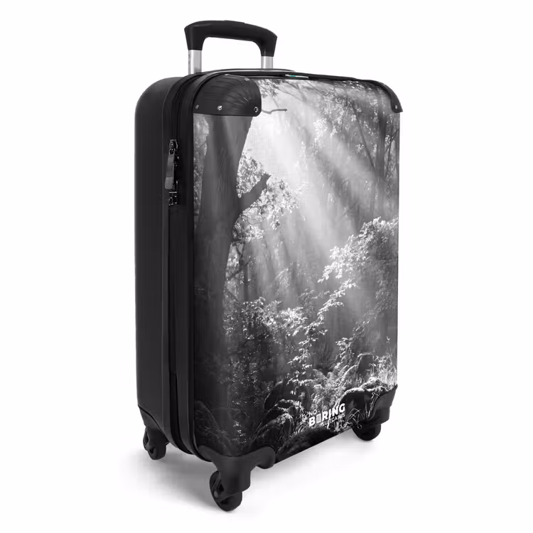 Suitcase - Forest - Rays of Light - Nature - Black and White — 4