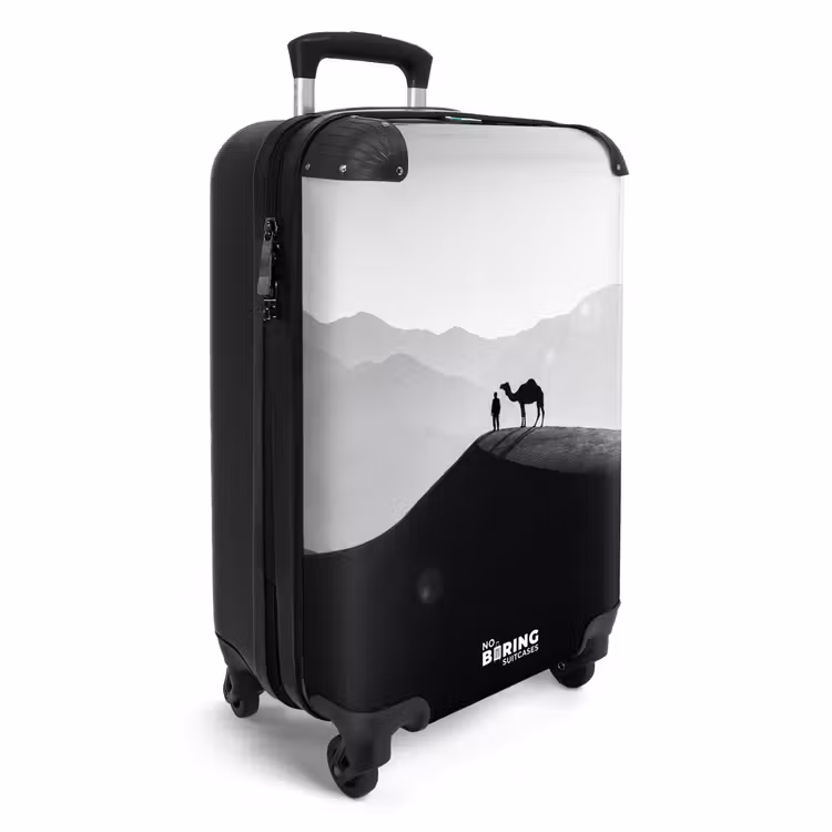 Suitcase - Person - Camel - Sand Dune - Nature - Monochrome — 4