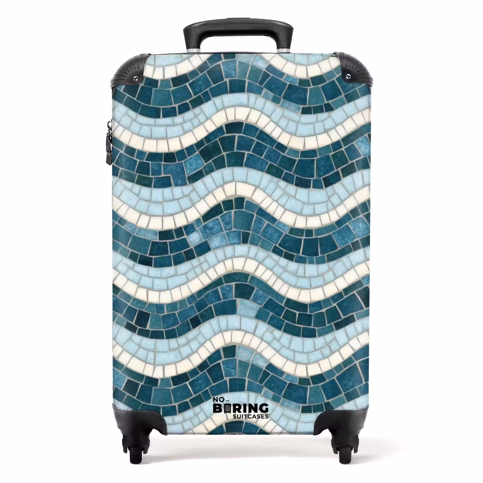 Suitcase - Blue - White - Mosaic - Wavy — 1
