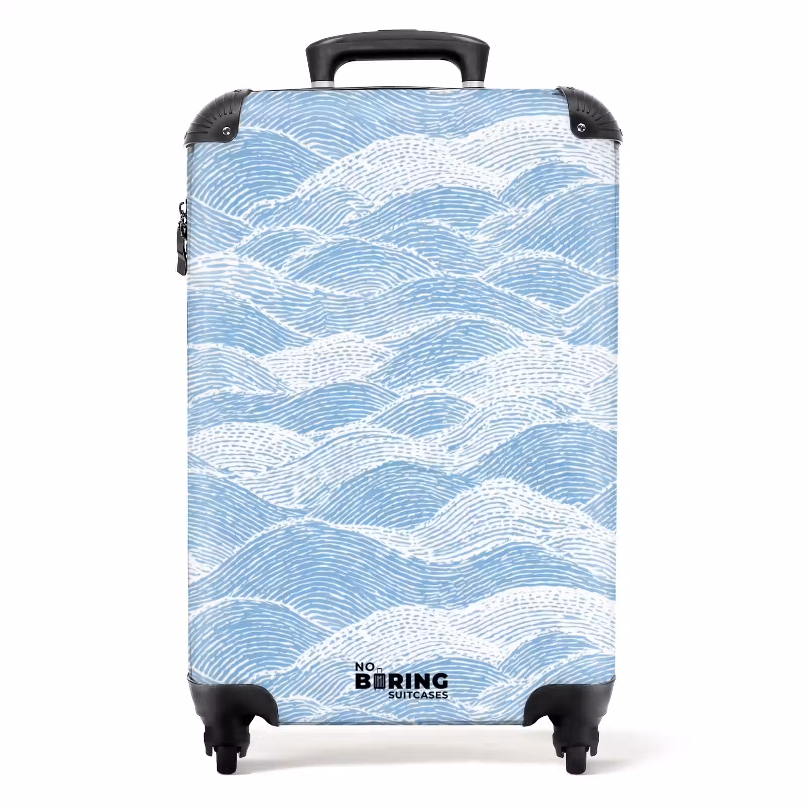 Suitcase - Blue - White - Waves - Sketched — 1