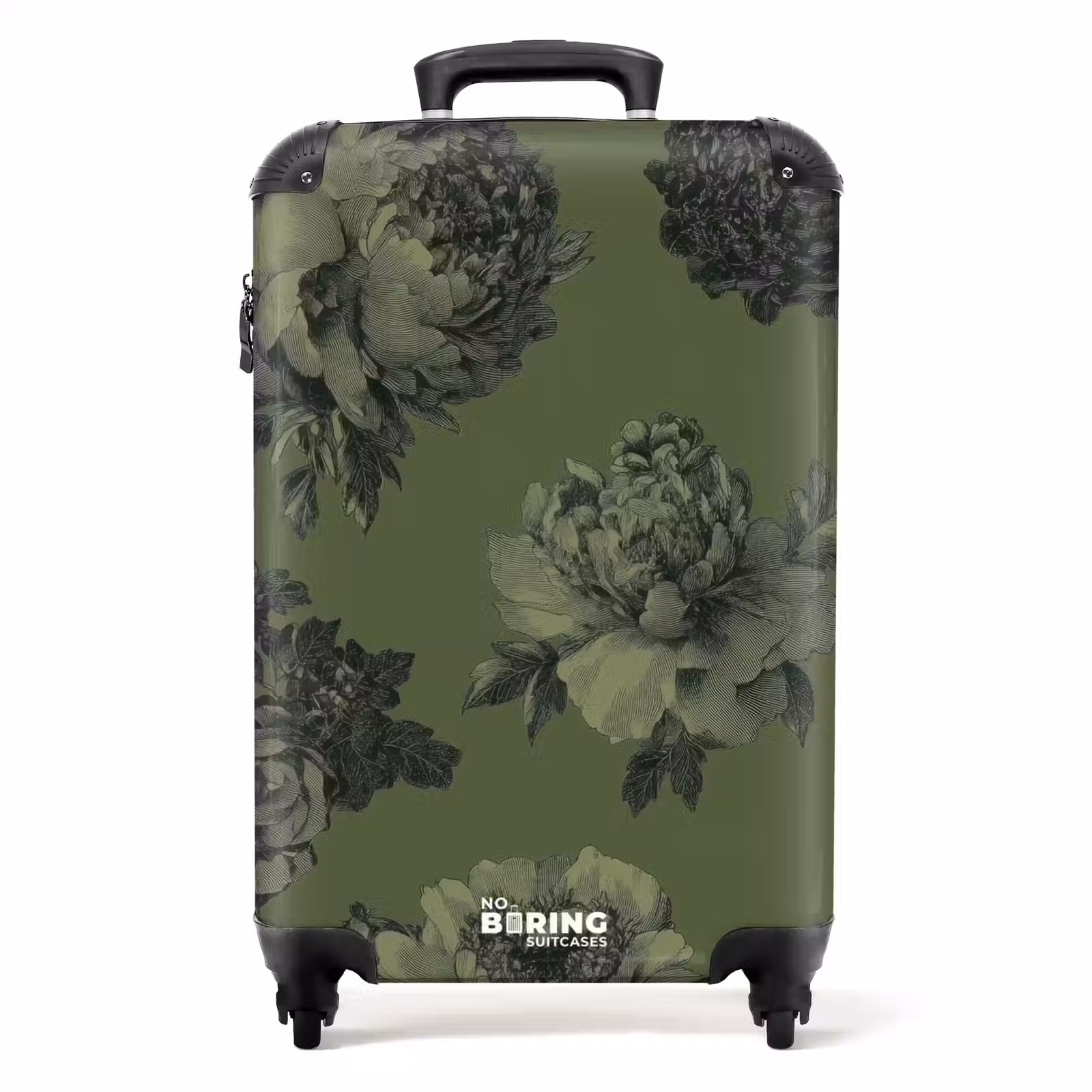 Suitcase - Classic - botanical - olive green - flowers — 1