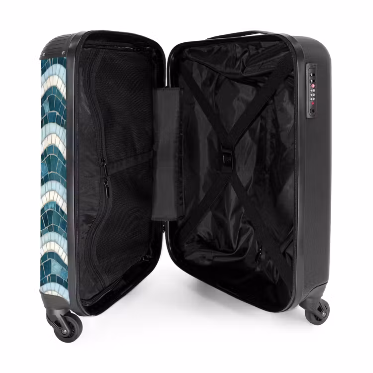 Suitcase - Blue - White - Mosaic - Wavy — 3