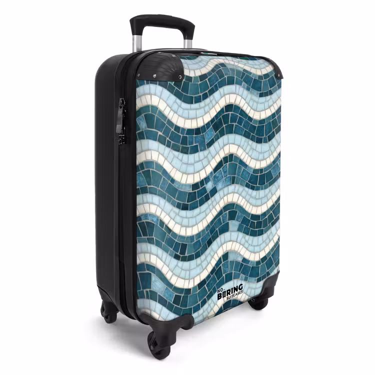 Suitcase - Blue - White - Mosaic - Wavy — 4