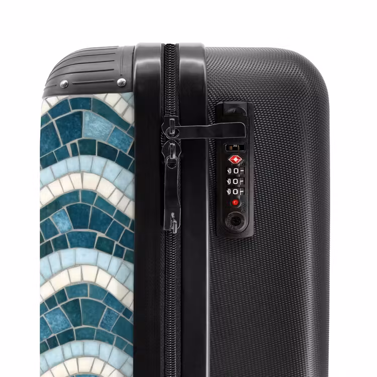 Suitcase - Blue - White - Mosaic - Wavy — 5