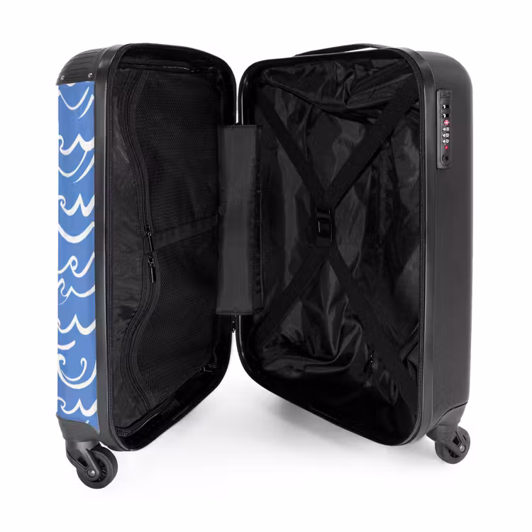 Suitcase - Blue - White - Simple - Drawn - Waves — 3