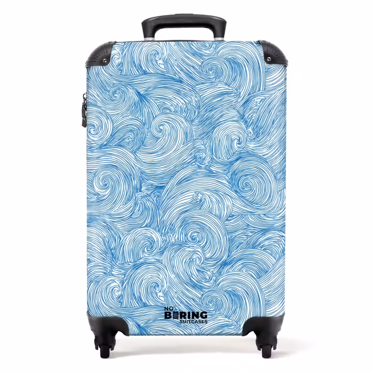 Suitcase - Blue - White - Spiral - Waves - Lines — 1