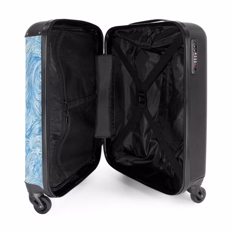 Suitcase - Blue - White - Spiral - Waves - Lines — 3
