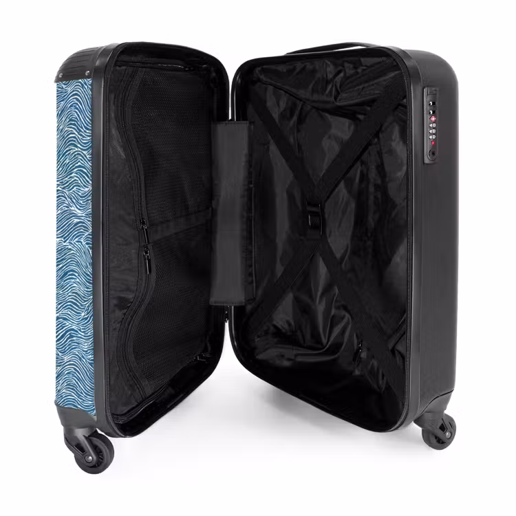 Suitcase - Blue - White - Waves - Patterned - Texture — 3