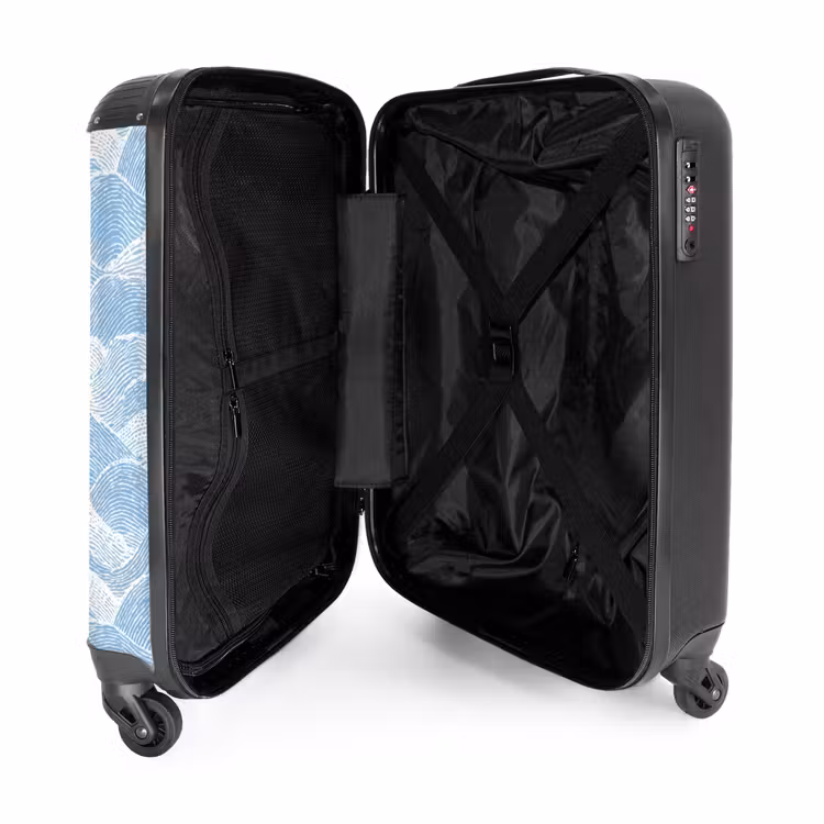 Suitcase - Blue - White - Waves - Sketched — 3