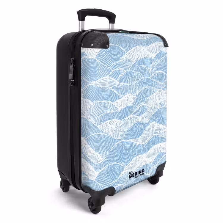 Suitcase - Blue - White - Waves - Sketched — 4