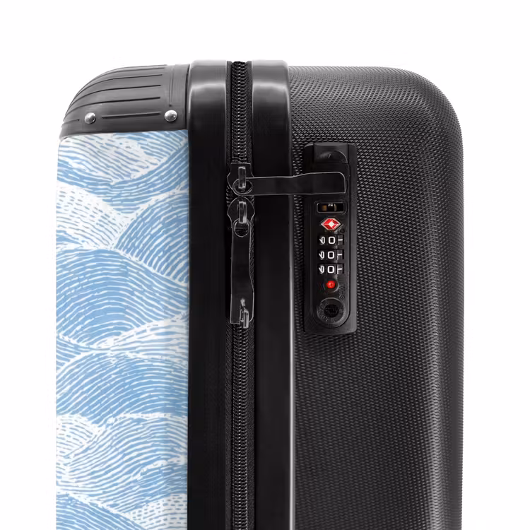 Suitcase - Blue - White - Waves - Sketched — 5