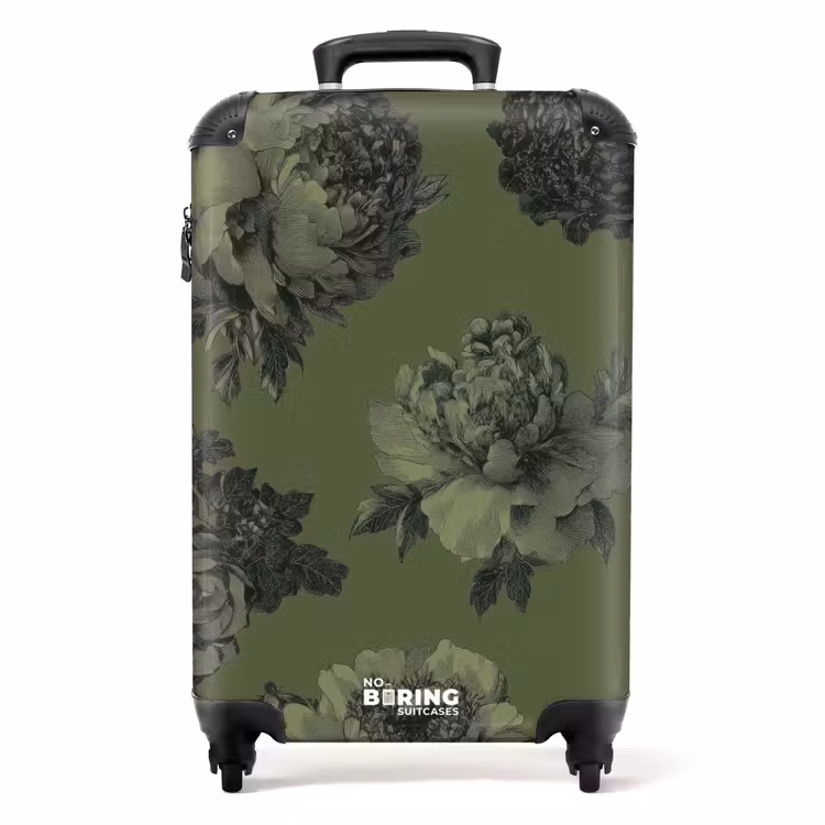 Suitcase - Classic - botanical - olive green - flowers — 1