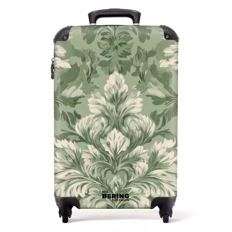 Suitcase - Elegant - Light Green - Plants - Pattern - Fitted — 1
