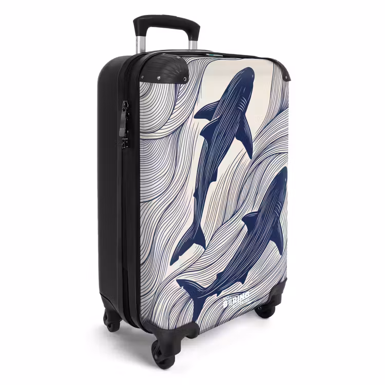 Suitcase - Fish - Ocean - Line Drawing - Blue - Animals — 4