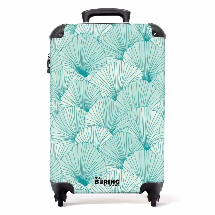 Suitcase - Green - White - Ginkgo - Patterned - Textured — 1