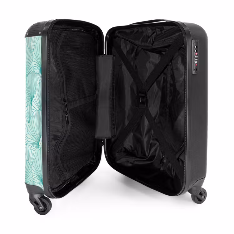 Suitcase - Green - White - Ginkgo - Patterned - Textured — 3