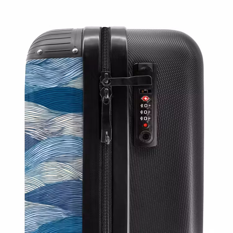 Suitcase - Patterned - Blue - White - Wavy - Stripes — 5