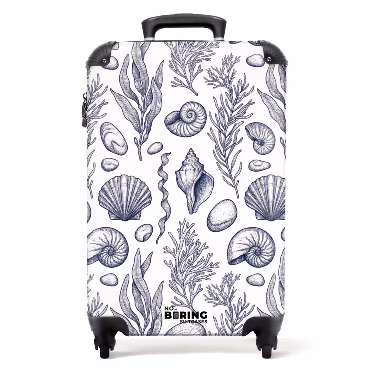 Suitcase - Shells - Seaweed - Ocean - Illustration - Blue — 1