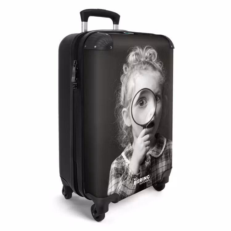 Suitcase - Child - Magnifying Glass - Portrait - Black and White — 4