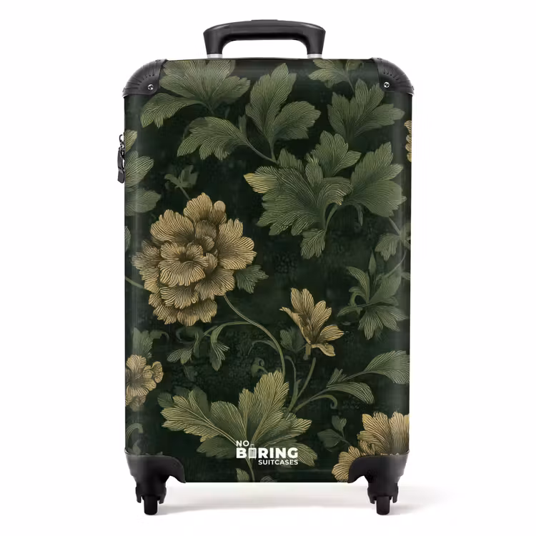 Suitcase - Dark - Green - Gold - Botanical — 1