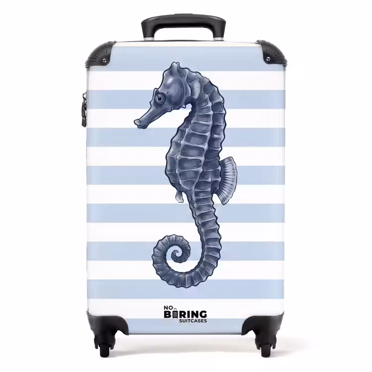 Suitcase - Fish - Ocean - Illustration - Blue - Stripes — 1