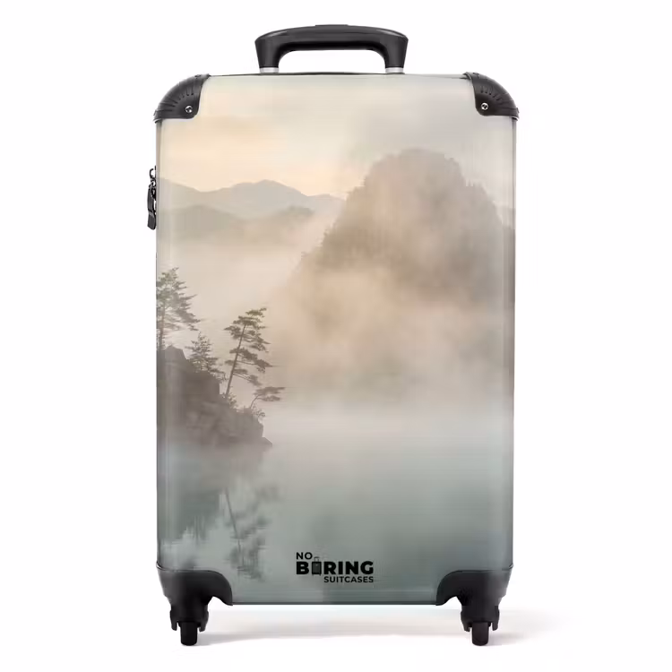 Suitcase - Landscape - Mountains - Fog - Water - Nature — 1