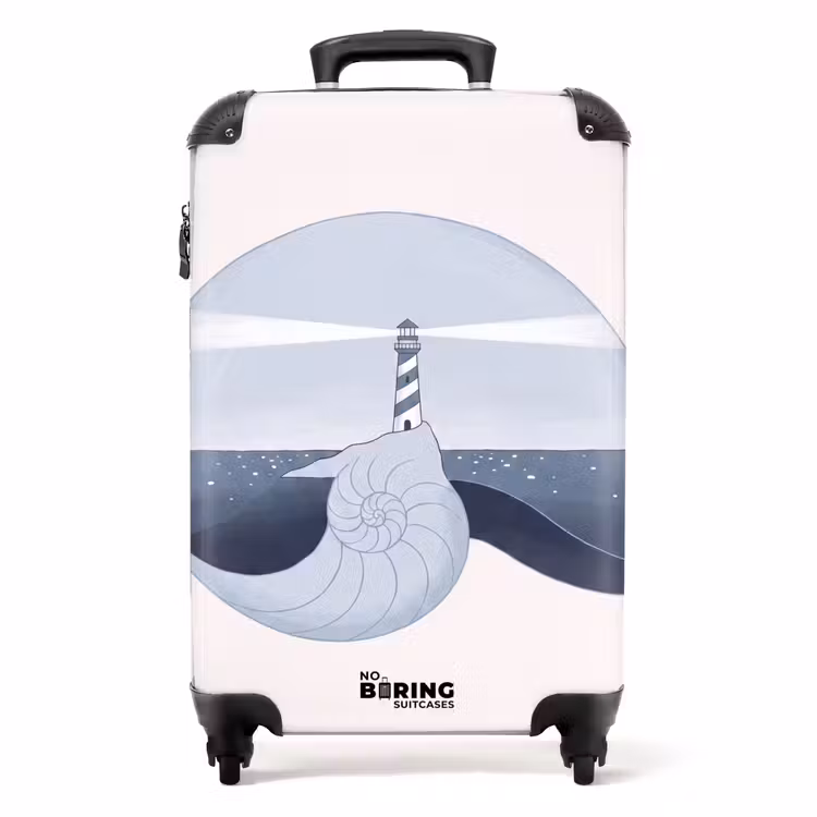 Suitcase - Lighthouse - Sea - Shell - Abstract - Blue — 1