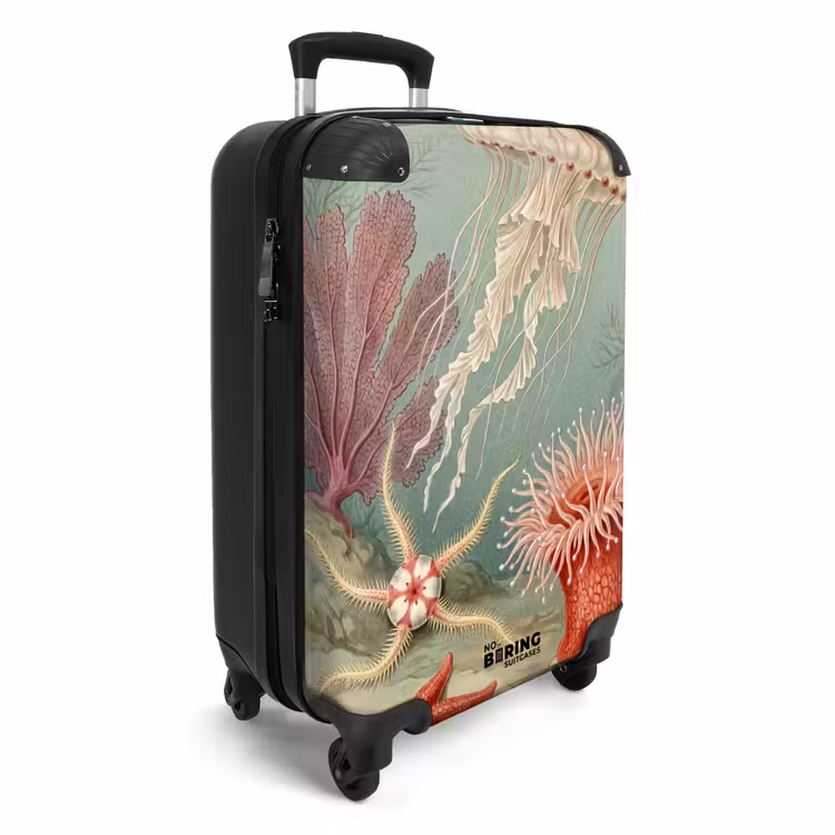 Suitcase - Marine Life - Jellyfish - Underwater - Illustration - Beige — 4