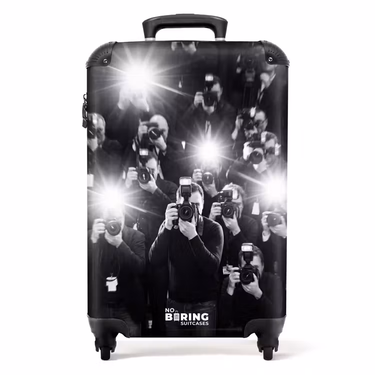 Suitcase - People - Camera - Flash - Black and White - Media — 1