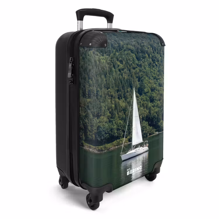 Suitcase - Sailboat - Water - Mountains - Nature - Green — 4