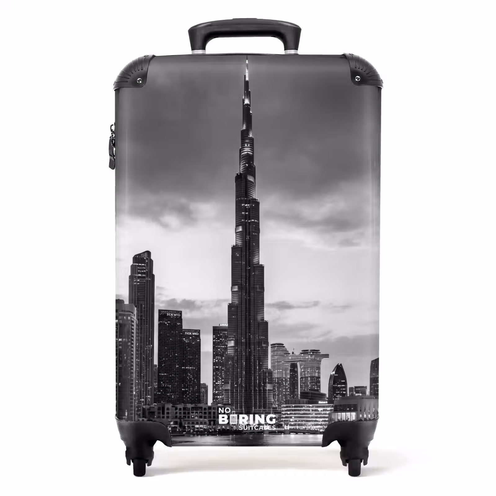Suitcase - City - Skyline - Architecture - Evening - Black and White — 1