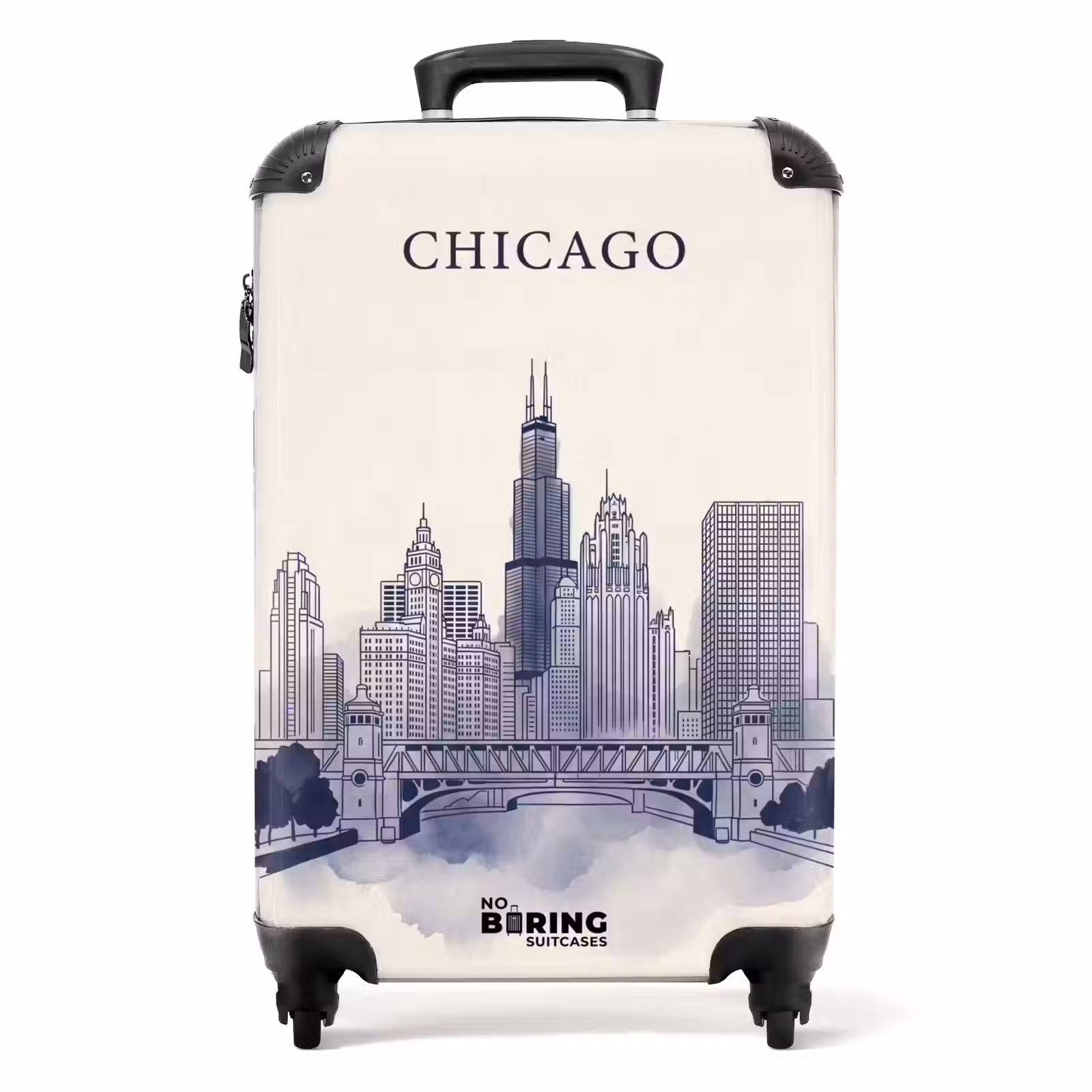 Suitcase - City - Skyline - Architecture - Line Drawing - Blue — 1