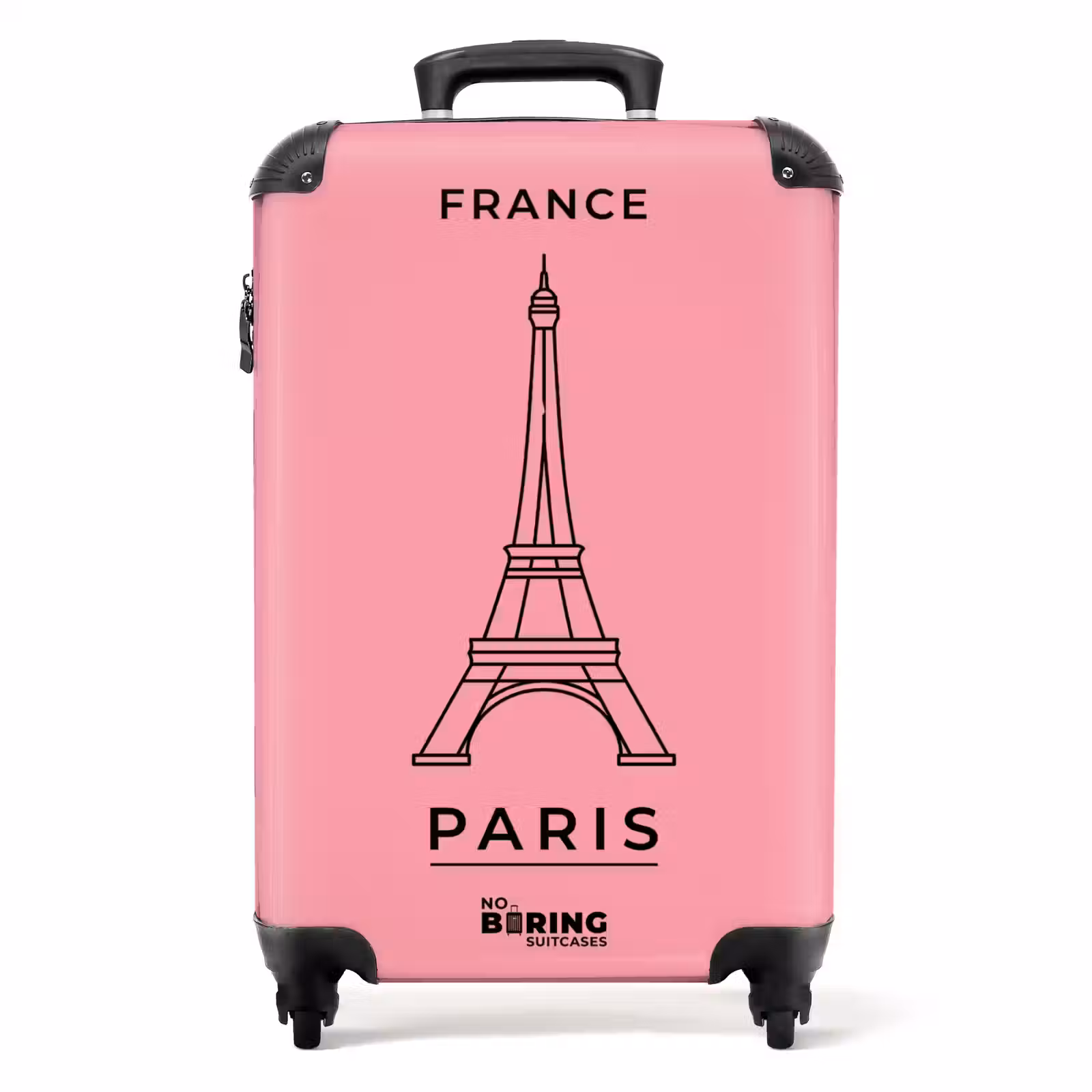 Suitcase - Eiffel Tower - Paris - Architecture - Minimalist - Pink — 1