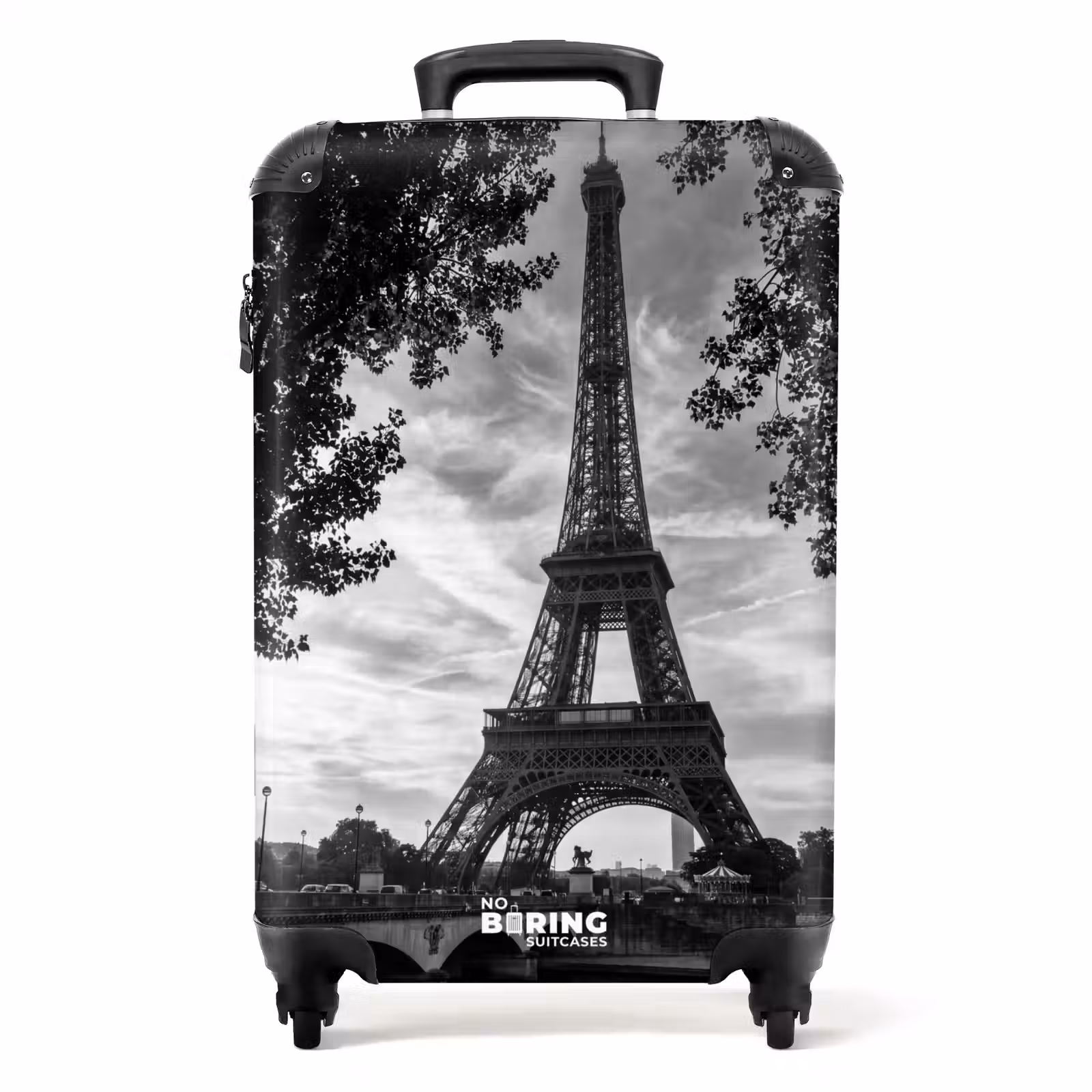 Suitcase - Eiffel Tower - Paris - River - Architecture - Black and White — 1