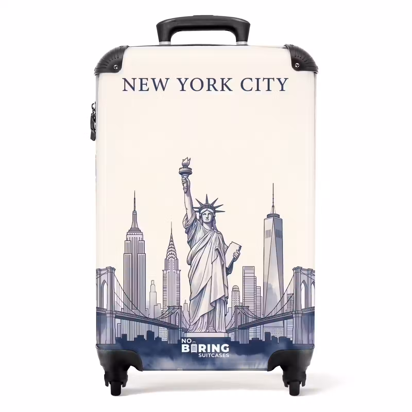 Suitcase - New York - Statue of Liberty - Skyline - Illustration - Blue — 1