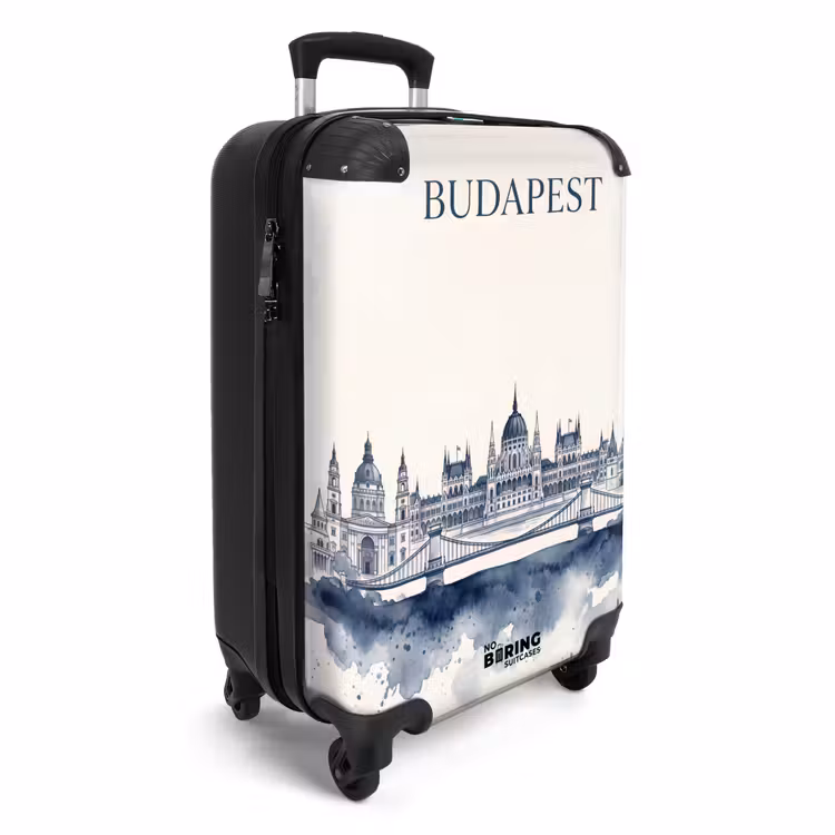 Suitcase - Budapest - Skyline - Architecture - Watercolor - Blue — 4