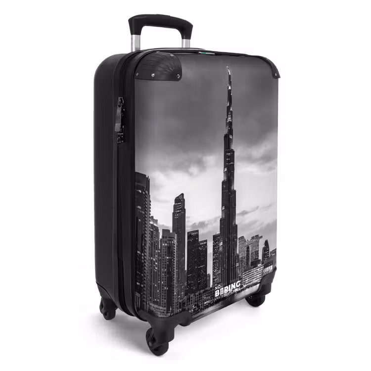 Suitcase - City - Skyline - Architecture - Evening - Black and White — 4